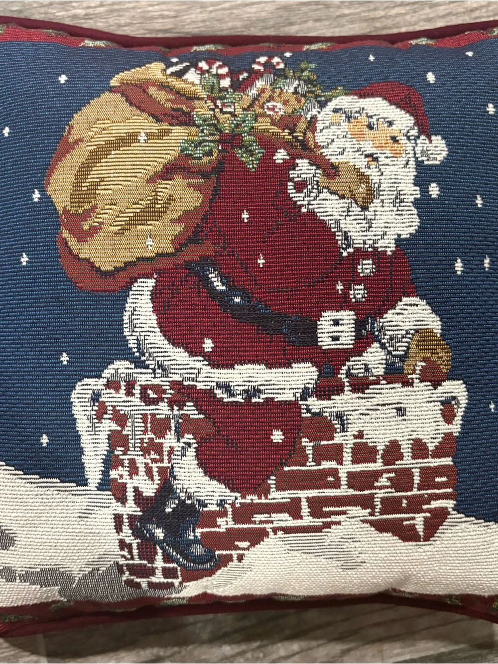 Designers Touch Needlepoint Christmas Pillows Lot Of 2 11” Holiday Santa Snowman